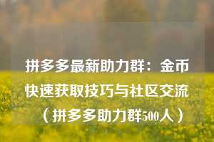 拼多多最新助力群：金币快速获取技巧与社区交流（拼多多助力群500人）  第1张