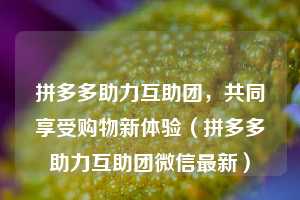 拼多多助力互助团，共同享受购物新体验（拼多多助力互助团微信最新）  第1张