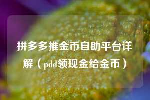 拼多多推金币自助平台详解（pdd领现金给金币）  第1张