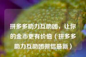 拼多多助力互助团，让你的金币更有价值（拼多多助力互助团微信最新）  第1张