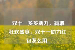  双十一多多助力，赢取狂欢盛宴，双十一助力红包怎么用 第1张