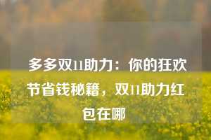  多多双11助力：你的狂欢节省钱秘籍，双11助力红包在哪 第1张