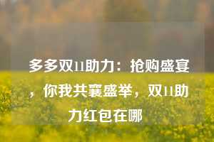  多多双11助力：抢购盛宴，你我共襄盛举，双11助力红包在哪 第1张