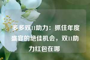  多多双11助力：抓住年度盛宴的绝佳机会，双11助力红包在哪 第1张