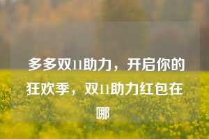  多多双11助力，开启你的狂欢季，双11助力红包在哪 第1张