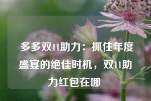  多多双11助力：抓住年度盛宴的绝佳时机，双11助力红包在哪 第1张