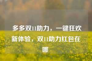  多多双11助力，一键狂欢新体验，双11助力红包在哪 第1张