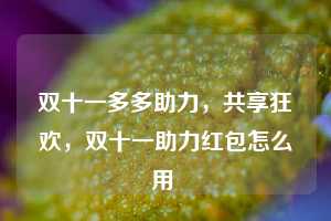 双十一多多助力，共享狂欢，双十一助力红包怎么用  第1张