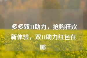  多多双11助力，抢购狂欢新体验，双11助力红包在哪 第1张