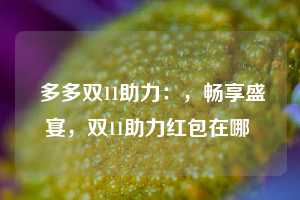  多多双11助力：，畅享盛宴，双11助力红包在哪 第1张