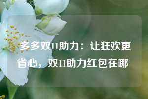  多多双11助力：让狂欢更省心，双11助力红包在哪 第1张