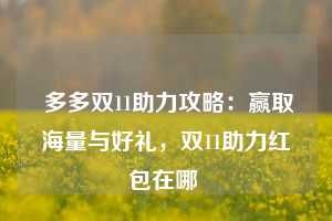  多多双11助力攻略：赢取海量与好礼，双11助力红包在哪 第1张