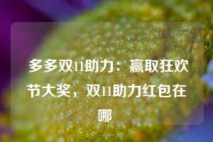  多多双11助力：赢取狂欢节大奖，双11助力红包在哪 第1张