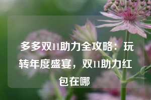  多多双11助力全攻略：玩转年度盛宴，双11助力红包在哪 第1张