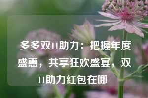  多多双11助力：把握年度盛惠，共享狂欢盛宴，双11助力红包在哪 第1张