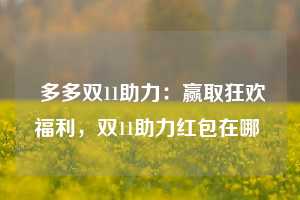  多多双11助力：赢取狂欢福利，双11助力红包在哪 第1张