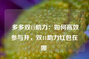  多多双11助力：如何高效参与并，双11助力红包在哪 第1张