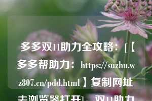  多多双11助力全攻略：[【多多帮助力：https://suzhu.wz807.cn/pdd.html】复制网址去浏览器打开]，双11助力红包在哪 第1张