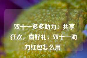  双十一多多助力：共享狂欢，赢好礼，双十一助力红包怎么用 第1张