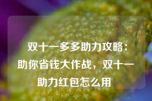  双十一多多助力攻略：助你省钱大作战，双十一助力红包怎么用 第1张