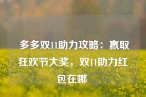  多多双11助力攻略：赢取狂欢节大奖，双11助力红包在哪 第1张