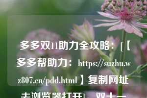  多多双11助力全攻略：[【多多帮助力：https://suzhu.wz807.cn/pdd.html】复制网址去浏览器打开]，双十一最多助力几次 第1张