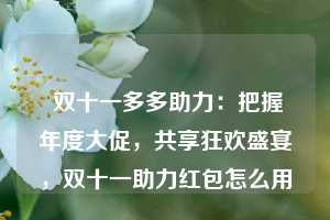  双十一多多助力：把握年度大促，共享狂欢盛宴，双十一助力红包怎么用 第1张