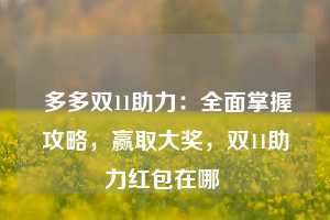  多多双11助力：全面掌握攻略，赢取大奖，双11助力红包在哪 第1张