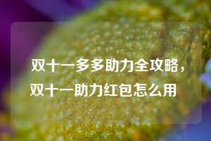  双十一多多助力全攻略，双十一助力红包怎么用 第1张