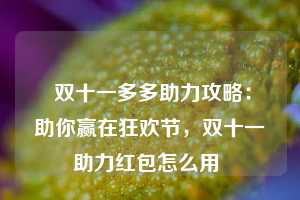  双十一多多助力攻略：助你赢在狂欢节，双十一助力红包怎么用 第1张